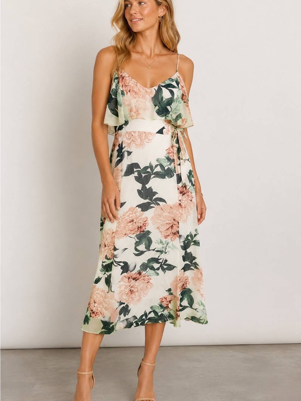 Enfocus Studio Floral Print Spaghetti Strap Maxi Dress Women’s Size 10